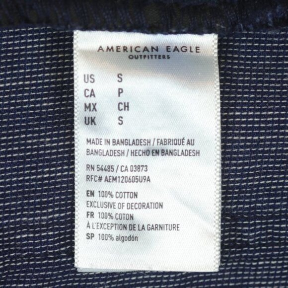 American Eagle Outfitters Women's Small Blue White Striped Denim Short Overalls - Picture 9 of 10